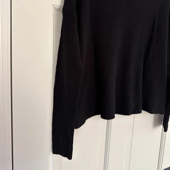 Eileen Fisher Black Cropped Merino Wool Sweater - Medium - Picture 7 of 12
